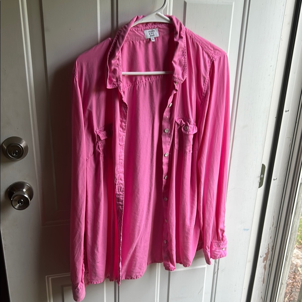 Crown & Ivy Beach Bright Pink Blouse NWOT